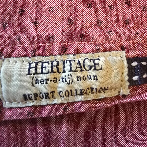 HERITAGE REPORT COLLECTION SIZE LARGE SLIMIT FIT SHORT SLEEVES BUTTON UP SHIRT - Picture 8 of 9